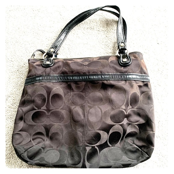 COACH POPPY SATEEN SIGNATURE GLAM TOTE - Picture 2 of 6
